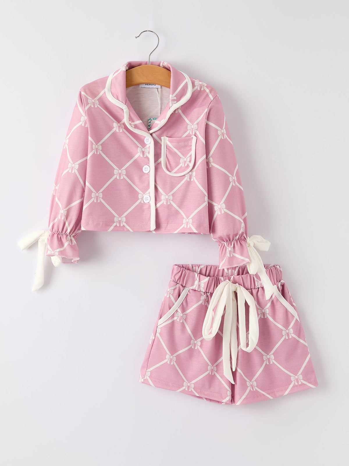 Rylee Faith Designs - Mommy & me Autumn Check Bow Girls Lapel Pajamas - alternate view 7