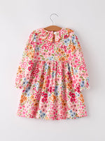 Rylee Faith Designs - Fall Halloween & Thanksgiving Pumpkin Bow Smock Embroidered Floral Dress - alternate view 6