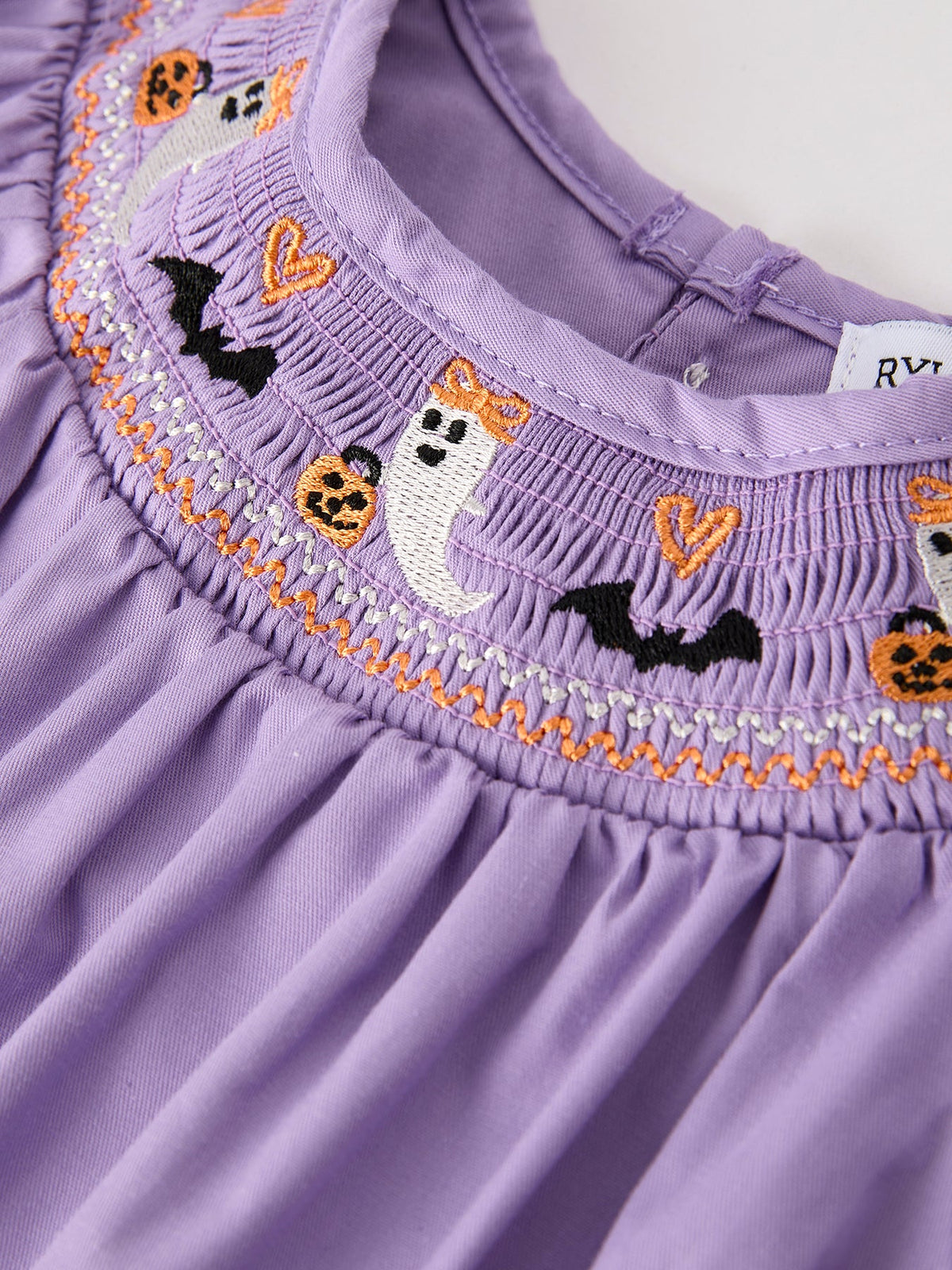 Rylee Faith Designs - Purple Halloween Smock Embroidery Baby Girl Romper - alternate view 3