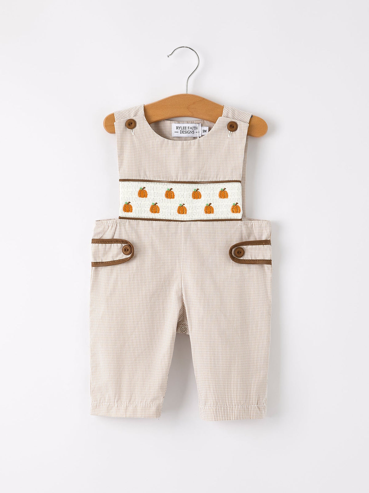 Rylee Faith Designs - Fall Halloween & Thanksgiving Pumpkin Smock Embroidered Boys Romper - alternate view 10