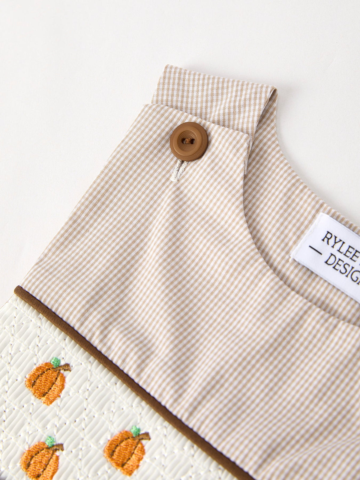 Rylee Faith Designs - Fall Halloween & Thanksgiving Pumpkin Smock Embroidered Boys Romper - alternate view 13