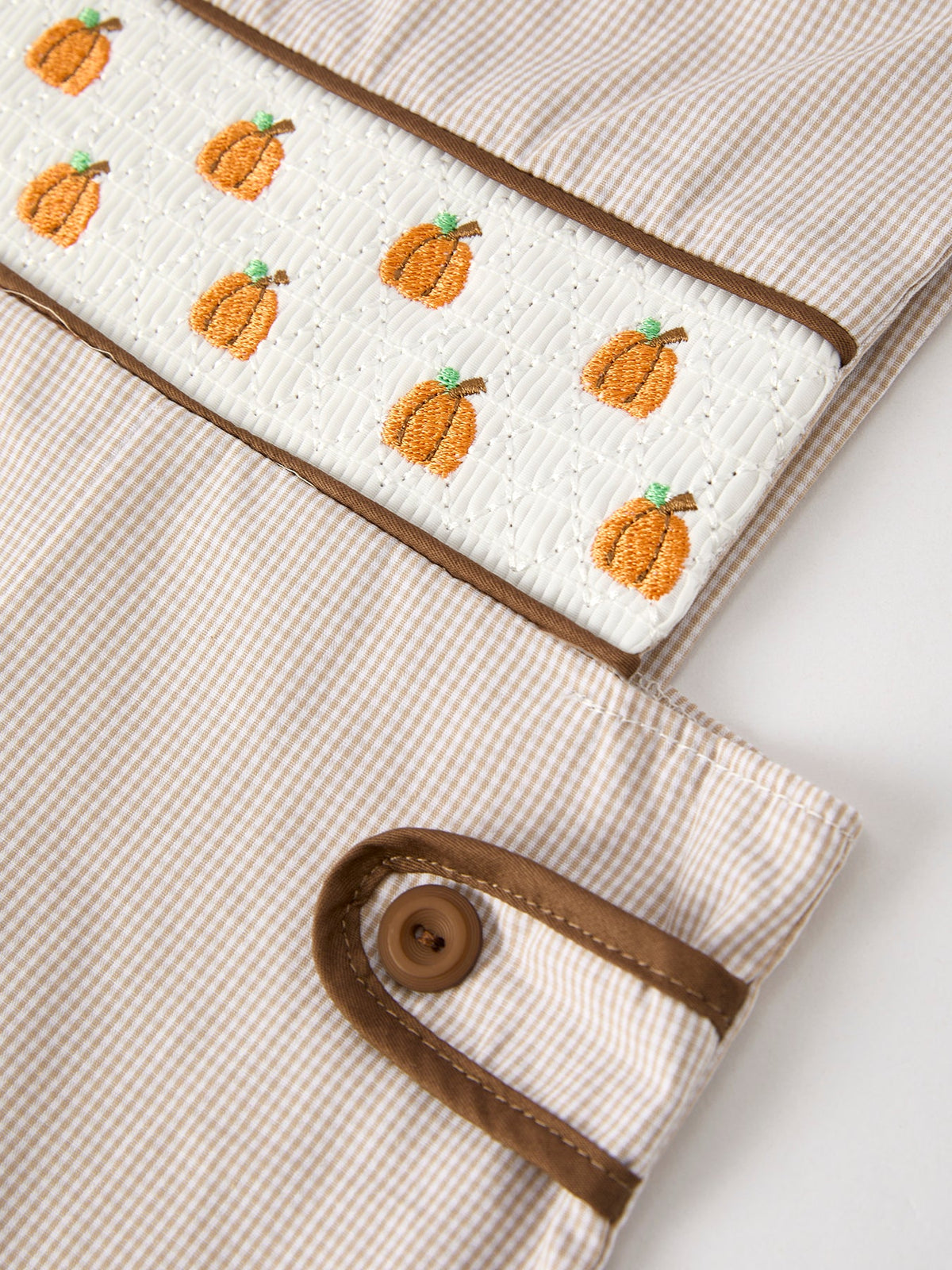 Rylee Faith Designs - Fall Halloween & Thanksgiving Pumpkin Smock Embroidered Boys Romper - alternate view 14