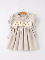 Rylee Faith Designs - Fall Thanksgiving Pumpkin Embroidery Smock Plaid Girls Dress - alternate view 11