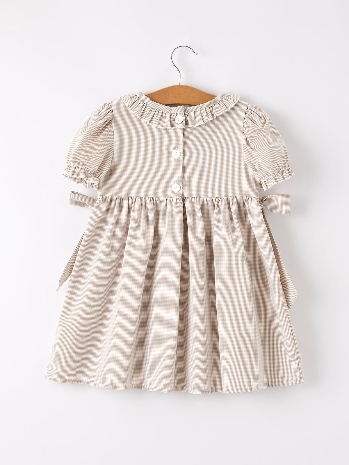 Rylee Faith Designs - Fall Thanksgiving Pumpkin Embroidery Smock Plaid Girls Dress - alternate view 12