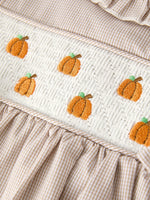 Rylee Faith Designs - Fall Thanksgiving Pumpkin Embroidery Smock Plaid Girls Dress - alternate view 13