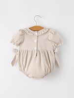 Rylee Faith Designs - Fall Halloween & Thanksgiving Pumpkin Embroidery Smock Plaid Baby Girl Romper - alternate view 8