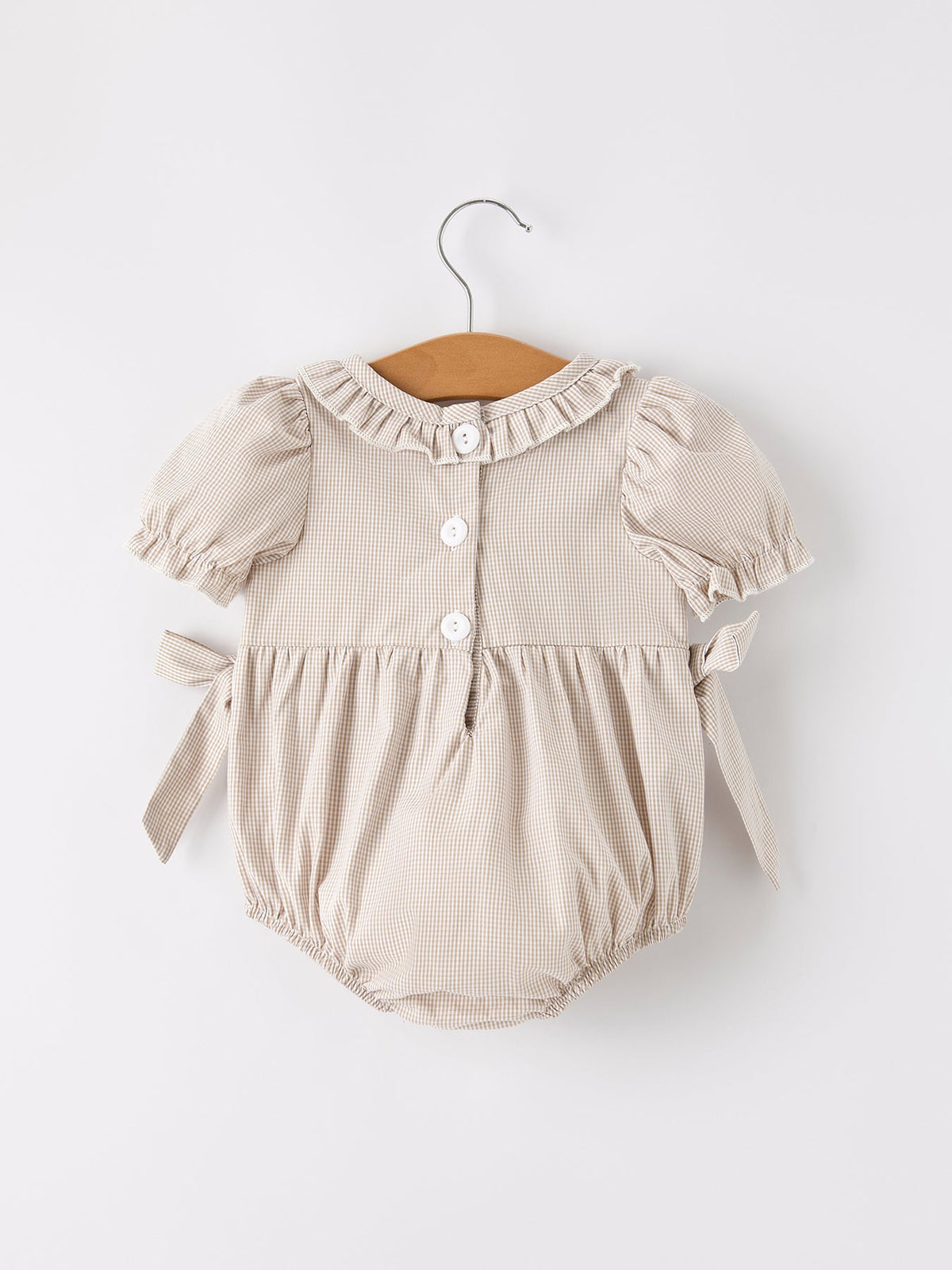 Rylee Faith Designs - Fall Halloween & Thanksgiving Pumpkin Embroidery Smock Plaid Baby Girl Romper - alternate view 8