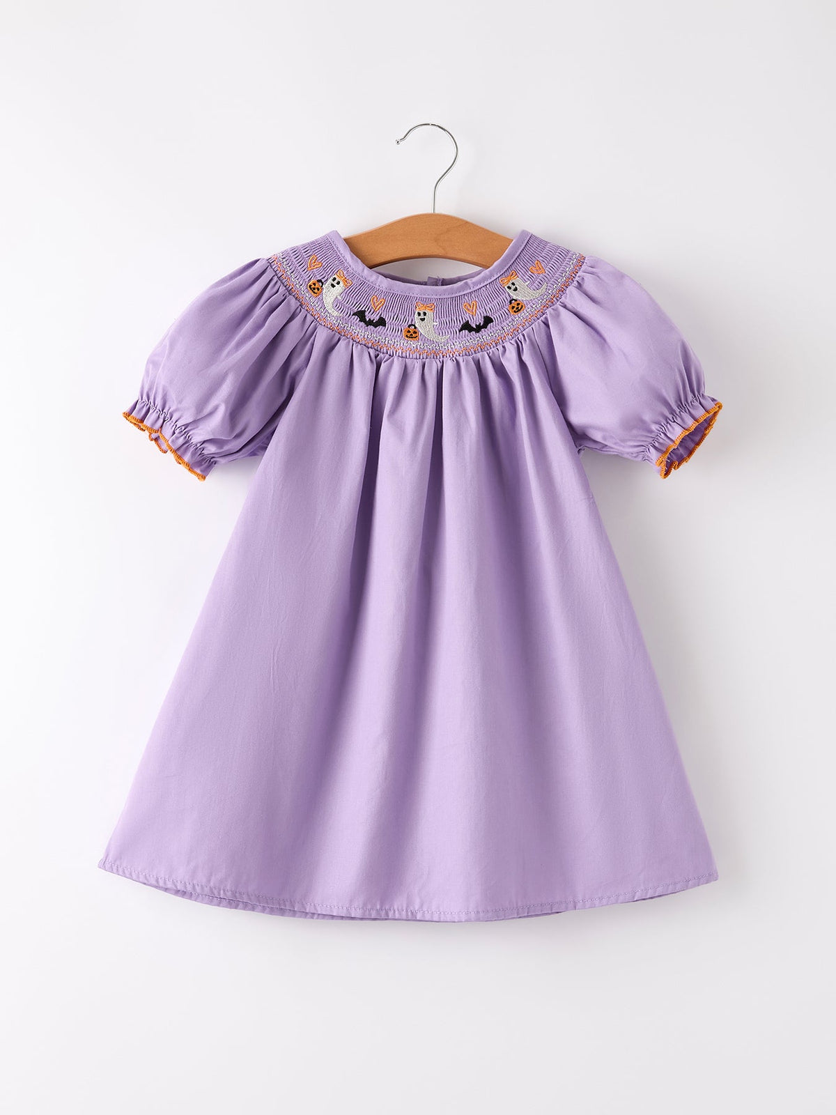 Rylee Faith Designs - Purple Halloween Smock Embroidery Baby Girl Dress