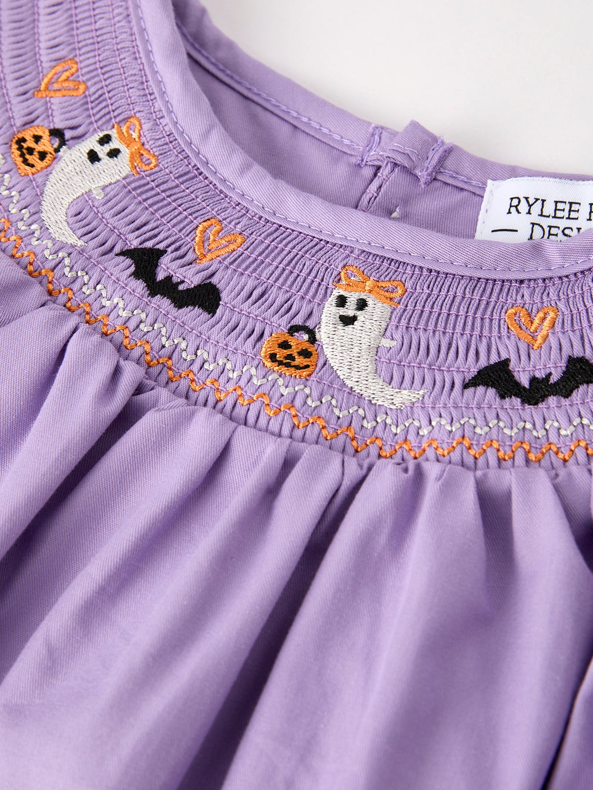 Rylee Faith Designs - Purple Halloween Smock Embroidery Baby Girl Dress - alternate view 3