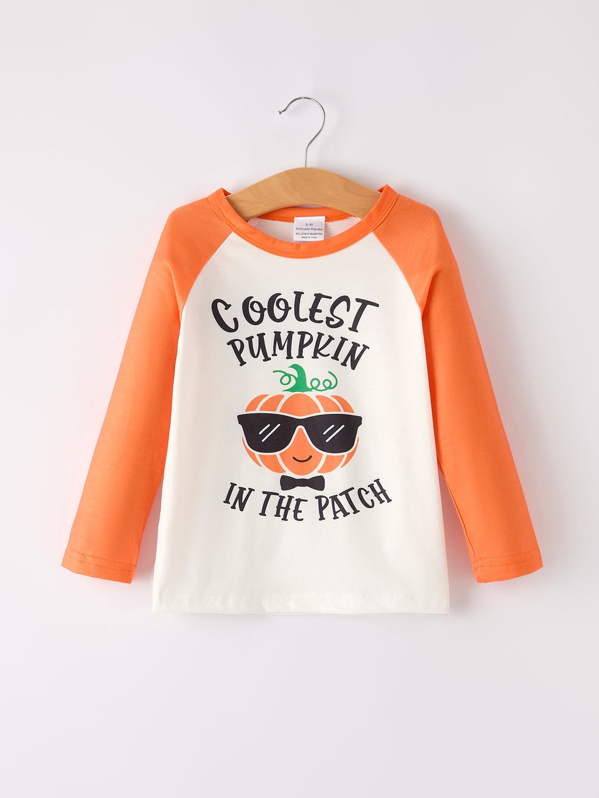 Rylee Faith Designs - Thanksgiving Pumpkin Letters Print Long Sleeve Boys Top