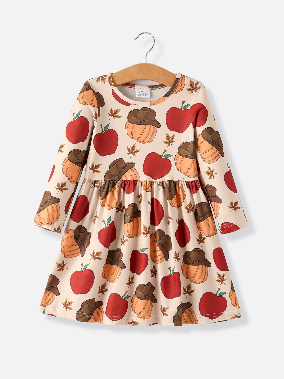 Rylee Faith Designs - 2 Piece Thanksgiving Pumpkin Stripe Print Girls Dress Set - alternate view 3