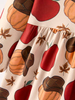 Rylee Faith Designs - 2 Piece Thanksgiving Pumpkin Stripe Print Girls Dress Set - alternate view 4
