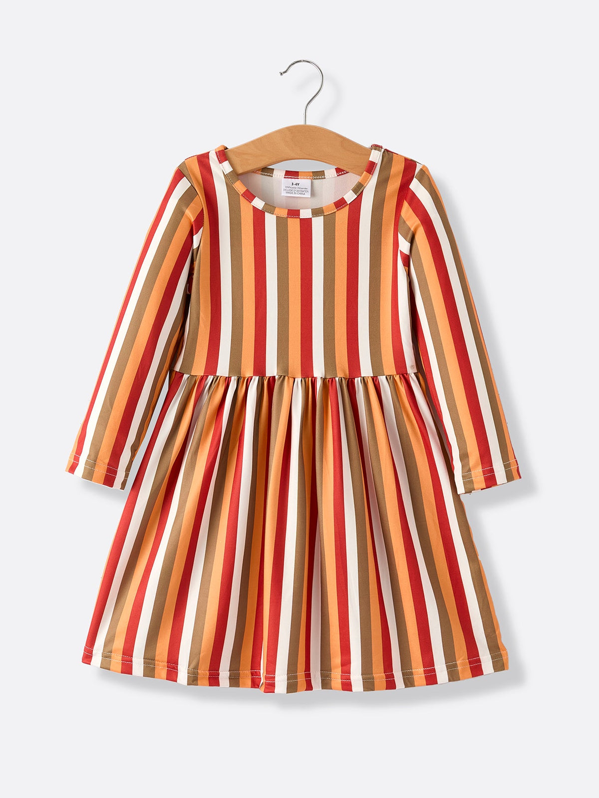 Rylee Faith Designs - 2 Piece Thanksgiving Pumpkin Stripe Print Girls Dress Set - alternate view 7
