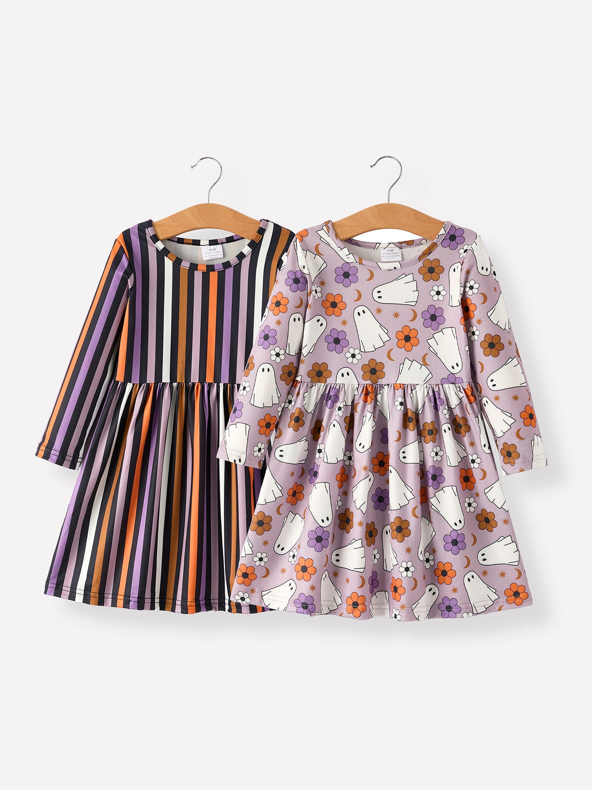 Rylee Faith Designs - 2 Piece Halloween Ghost Striped Girls Dress Set