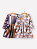 Rylee Faith Designs - 2 Piece Halloween Ghost Striped Girls Dress Set