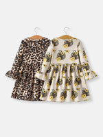 Rylee Faith Designs - Fall Pumpkin Leopard Print Autumn Girls Ruffle Two-Piece Dress - alternate view 2