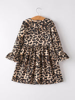 Rylee Faith Designs - Fall Pumpkin Leopard Print Autumn Girls Ruffle Two-Piece Dress - alternate view 3