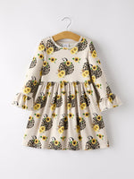 Rylee Faith Designs - Fall Pumpkin Leopard Print Autumn Girls Ruffle Two-Piece Dress - alternate view 8