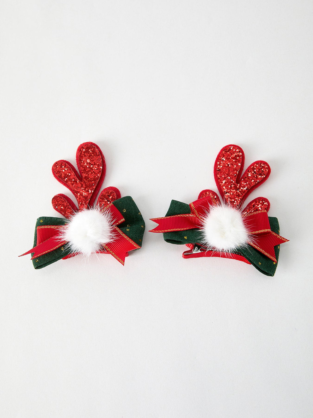 Rylee Faith Designs - Christmas Elk Pom Pom Girls Hair Clip