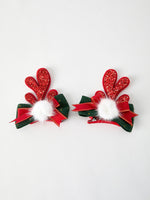 Rylee Faith Designs - Christmas Elk Pom Pom Girls Hair Clip