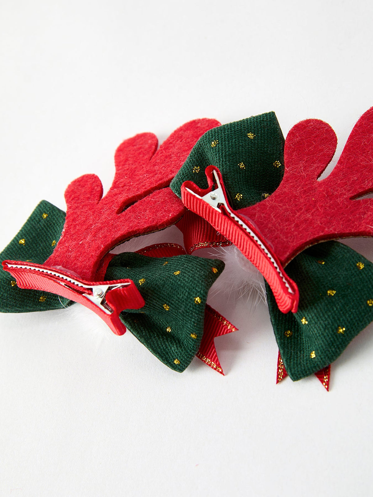 Rylee Faith Designs - Christmas Elk Pom Pom Girls Hair Clip - alternate view 3