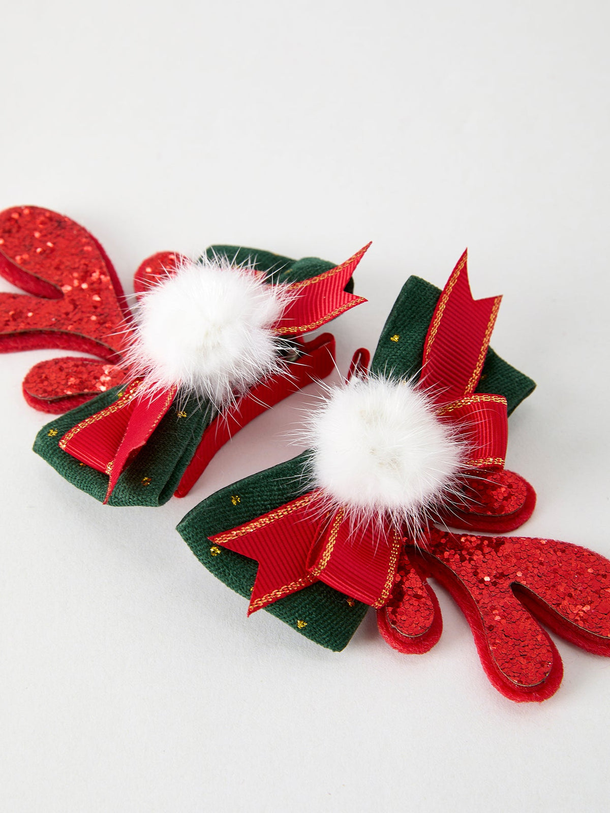 Rylee Faith Designs - Christmas Elk Pom Pom Girls Hair Clip - alternate view 4