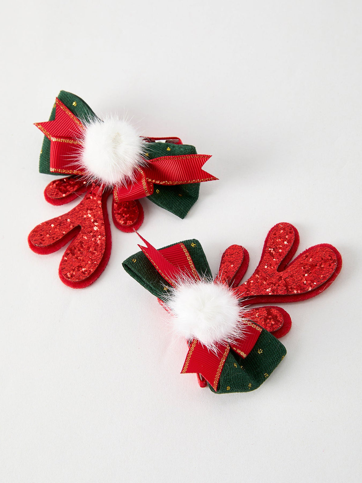 Rylee Faith Designs - Christmas Elk Pom Pom Girls Hair Clip - alternate view 6