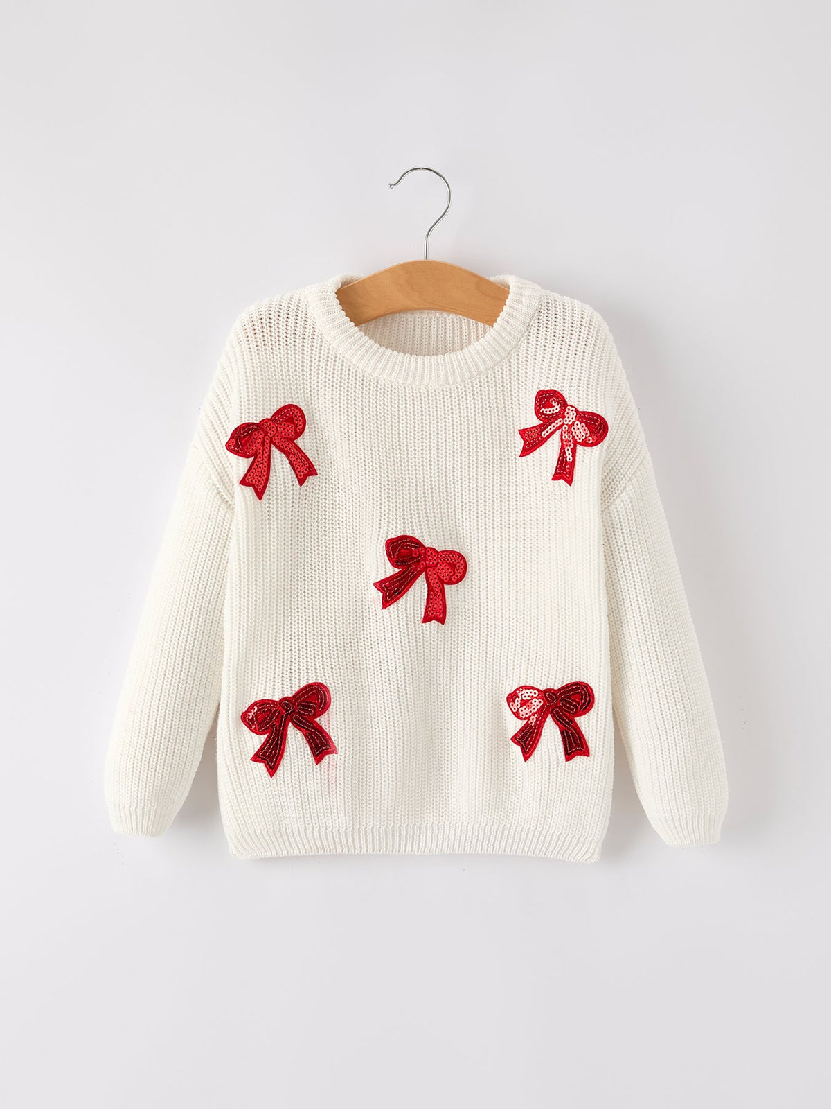 Rylee Faith Designs - Mommy & Me Winter Girls Bow Sequins Pullover Sweater - alternate view 9