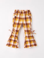 Rylee Faith Designs - Fall Thanksgiving Brown Plaid Bow Trousers