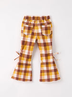 Rylee Faith Designs - Fall Thanksgiving Brown Plaid Bow Trousers - alternate view 2