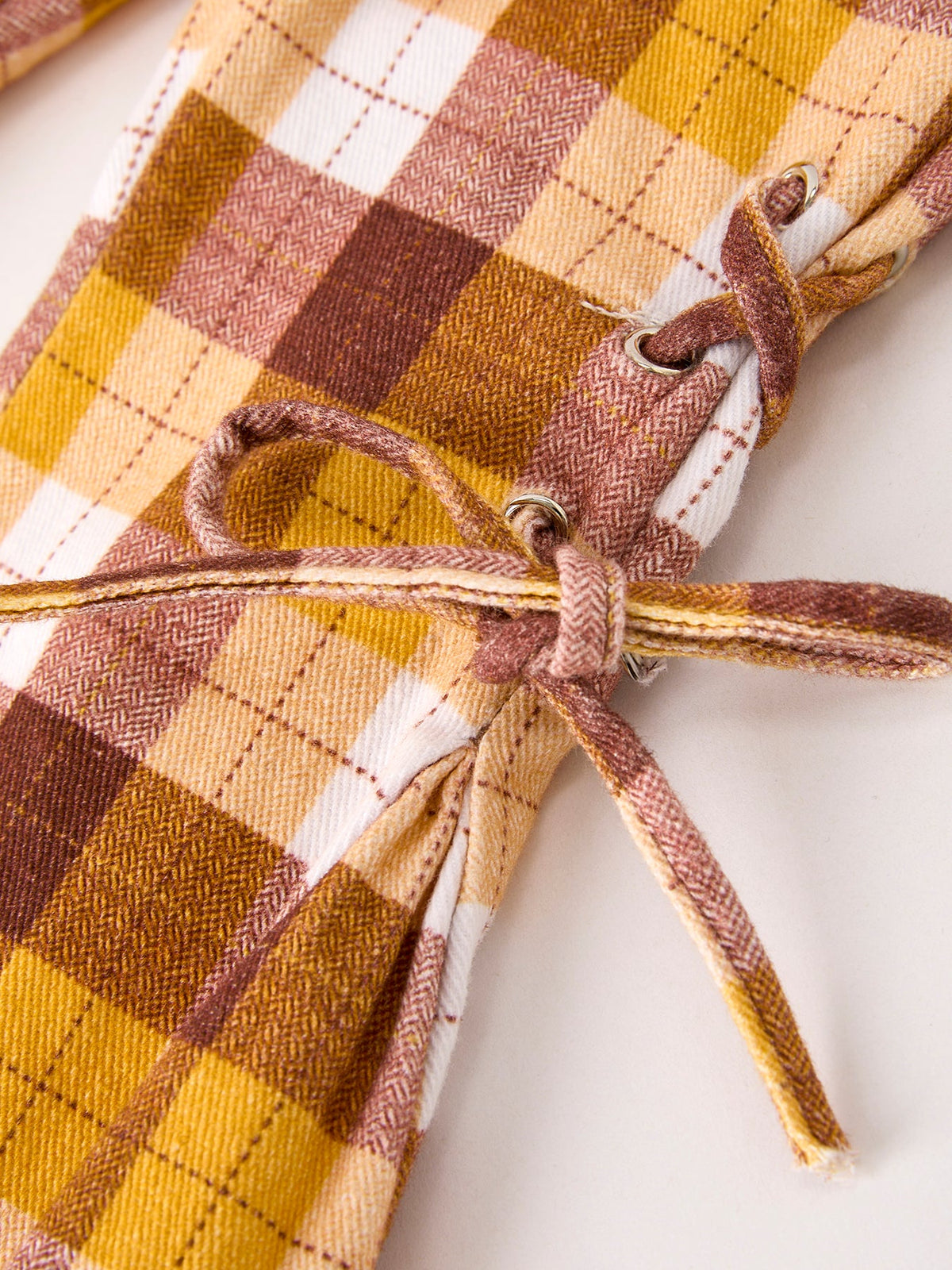 Rylee Faith Designs - Fall Thanksgiving Brown Plaid Bow Trousers - alternate view 4