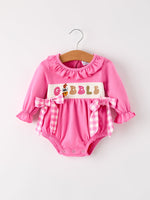 Rylee Faith Designs - Fall Thanksgiving& Halloween "GOBBLE" Smock Embroidery Baby Girl Romper - alternate view 6