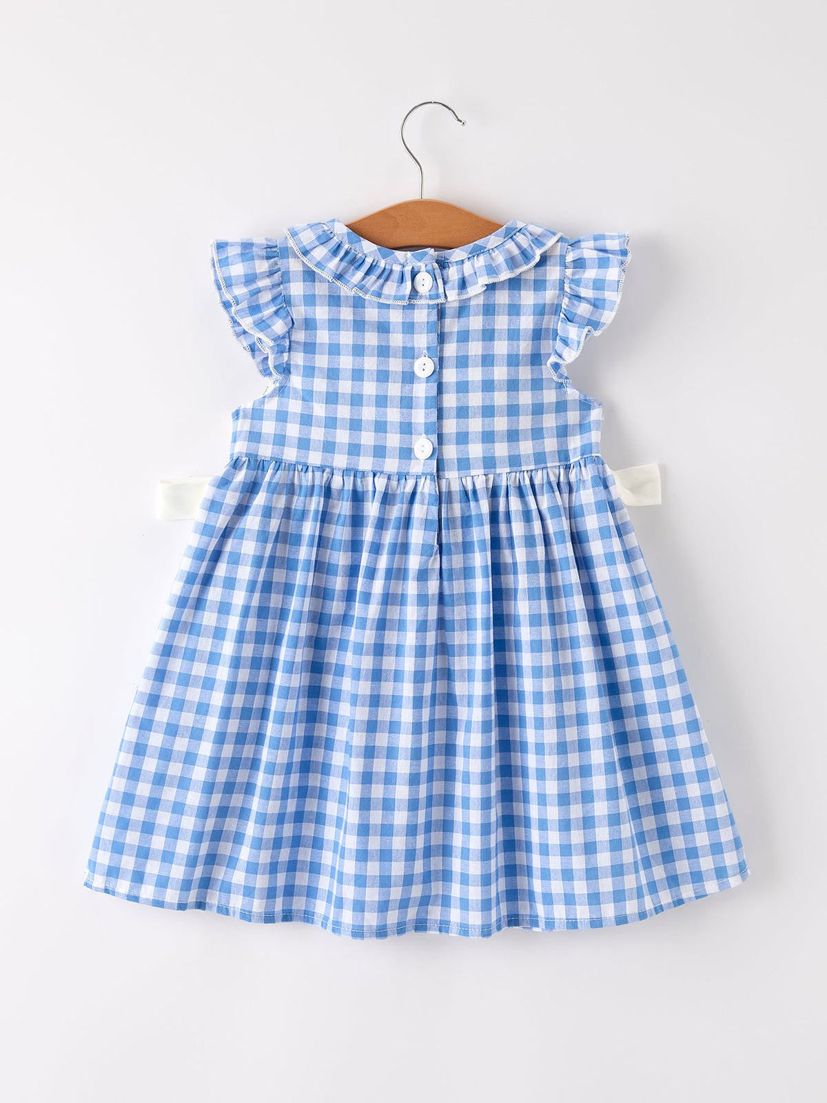 Rylee Faith Designs - Fall Thanksgiving& Halloween Blue Pumpkin Smock Embroidery Baby Girl Dress - alternate view 8