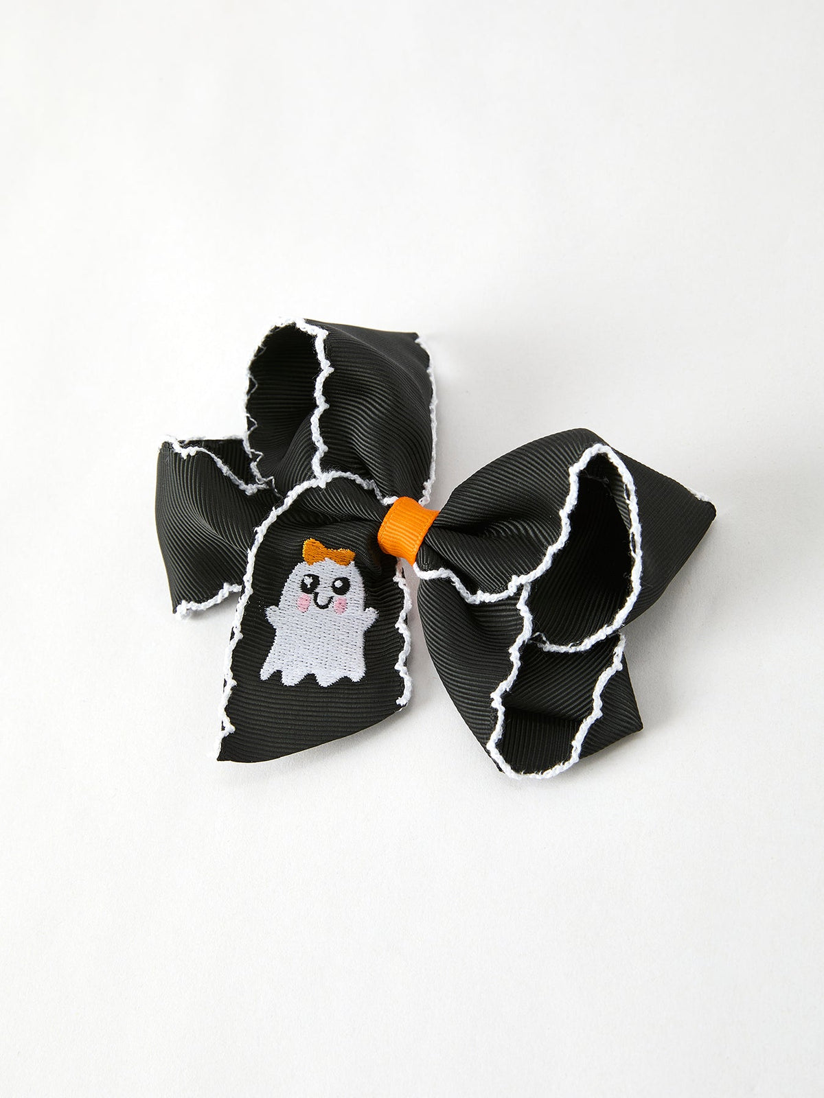 Rylee Faith Designs - Halloween Ghost Embroidered Black Bow Hairpin