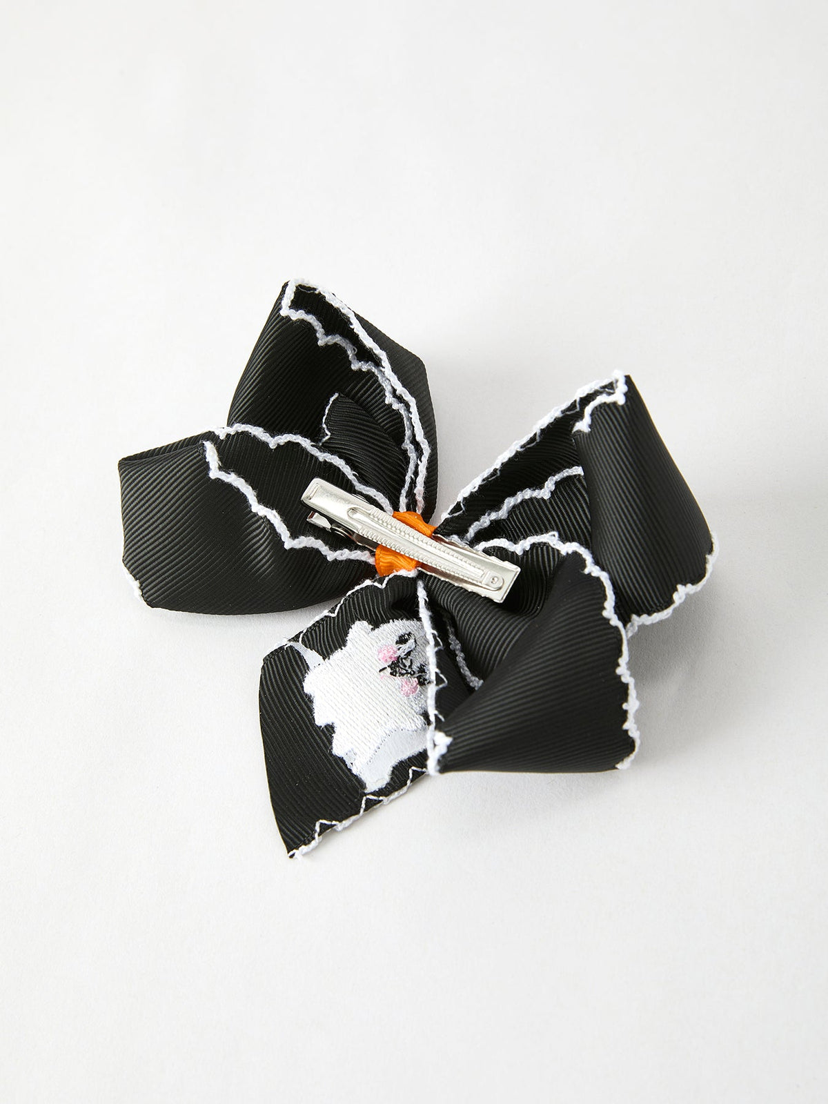 Rylee Faith Designs - Halloween Ghost Embroidered Black Bow Hairpin - alternate view 4