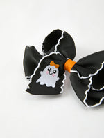 Rylee Faith Designs - Halloween Ghost Embroidered Black Bow Hairpin - alternate view 6