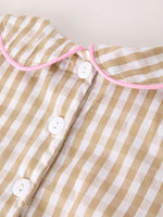 Rylee Faith Designs - Fall Thanksgiving Lapel Plaid Chick Embroidery Smocking Bow Baby Girls Dress - alternate view 11