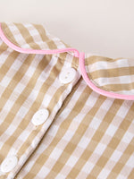 Rylee Faith Designs - Fall Thanksgiving Lapel Plaid Chick Embroidery Smocking Bow Baby Girls Romper - alternate view 11