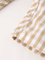 Rylee Faith Designs - Fall Thanksgiving Apricot Plaid Chick Embroidery Smocking Baby Boys Romper - alternate view 5