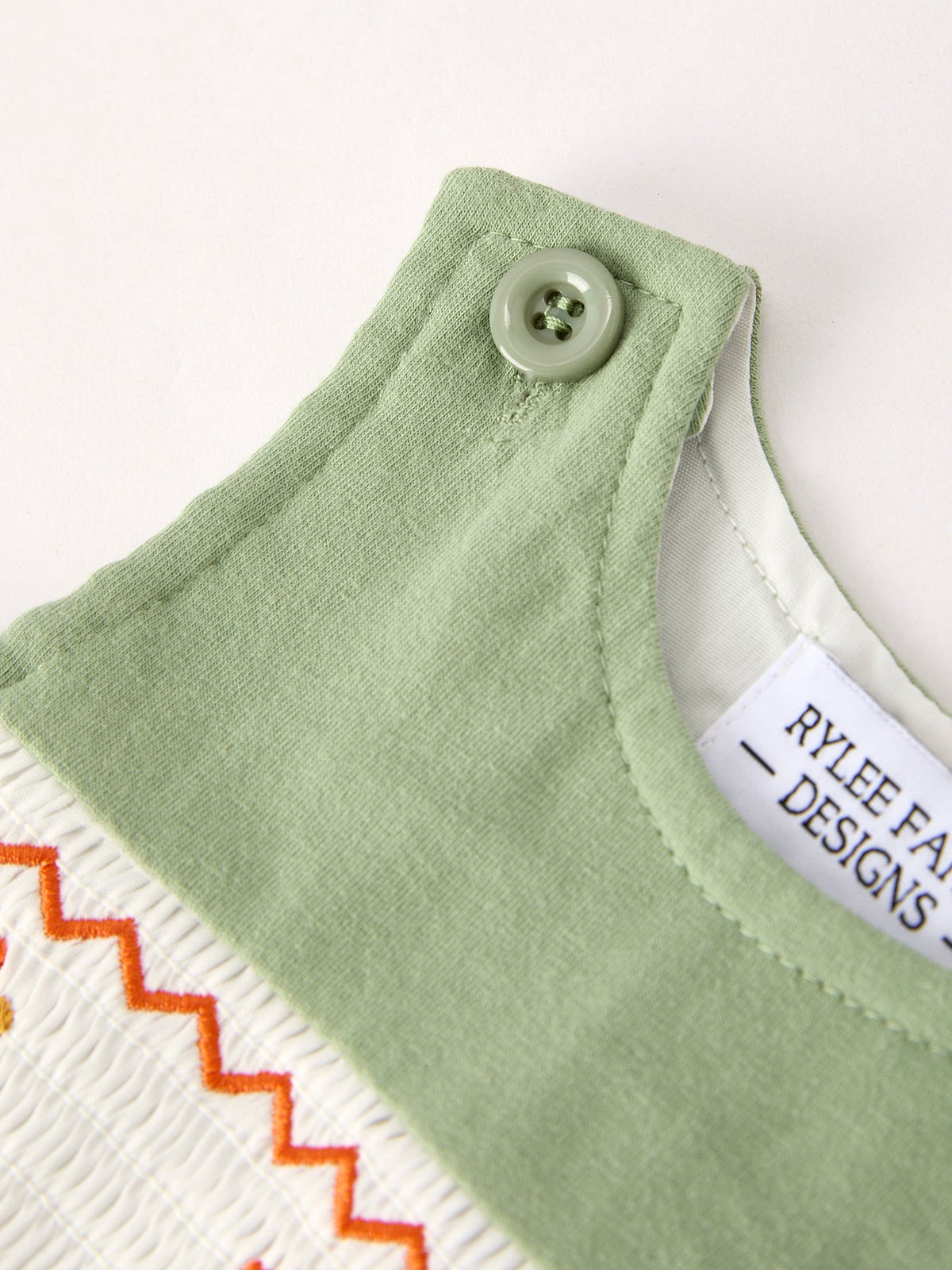 Rylee Faith Designs - Fall Thanksgiving Chicken Smock Embroidered Green Boys Romper - alternate view 7