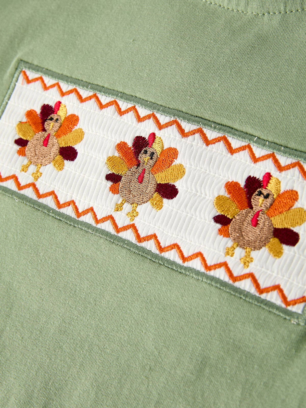 Rylee Faith Designs - Fall Thanksgiving Turkey Smock Embroidered Green Plaid Boys 'Set - alternate view 14