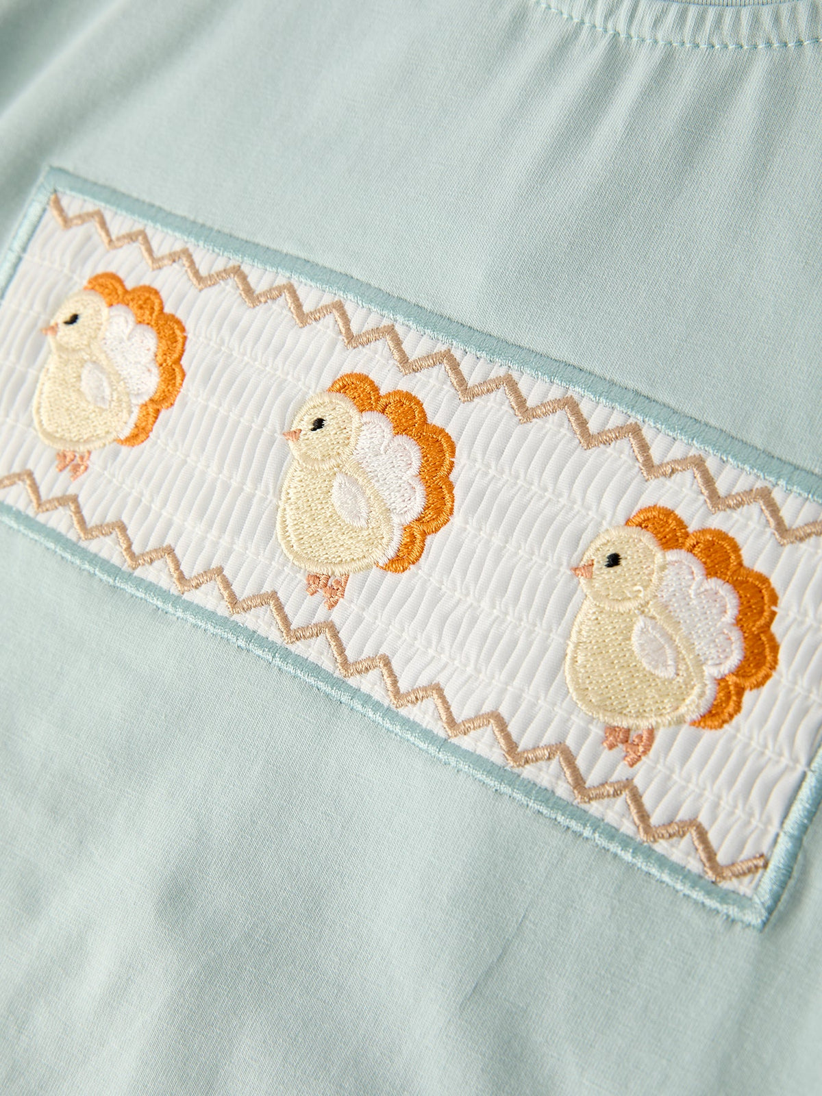 Rylee Faith Designs - Fall Thanksgiving Plaid Chick Embroidery Smocking Boys Set - alternate view 7