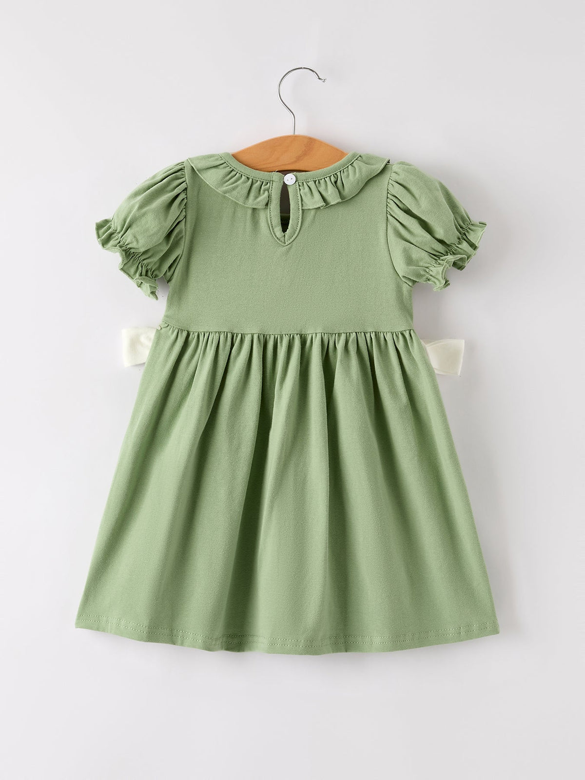 Rylee Faith Designs - Fall Thanksgiving Chicken Smock Embroidered Green Baby Girl Dress - alternate view 8
