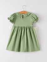 Rylee Faith Designs - Fall Thanksgiving Chicken Smock Embroidered Green Baby Girl Dress - alternate view 8