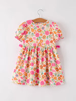 Rylee Faith Designs - Autumn Thanksgiving Pumpkin Embroidery Smock Floral Girls Dress - alternate view 2