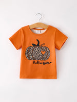 Rylee Faith Designs - Fall Thanksgiving/Halloween Leopard Short sleeve O-neck T-shirt