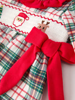 Rylee Faith Designs - Christmas Plaid Smocking Embroidered Girls Bloomers Romper Set - alternate view 9