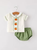 Rylee Faith Designs - Fall Halloween & Thanksgiving Applique Plaid Boys Bloomers Romper Set - alternate view 6