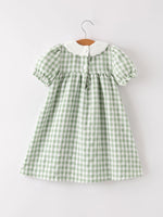 Rylee Faith Designs - Fall Halloween & Thanksgiving Pumpkin Applique Plaid Green Girls Dress - alternate view 7