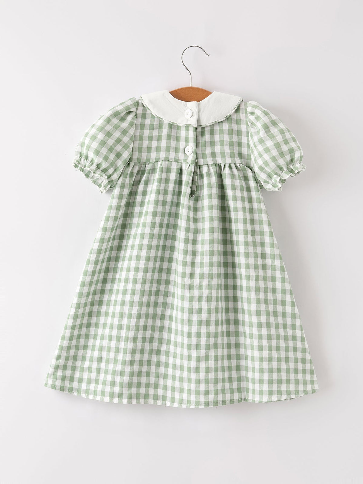 Rylee Faith Designs - Fall Halloween & Thanksgiving Pumpkin Applique Plaid Green Girls Dress - alternate view 7